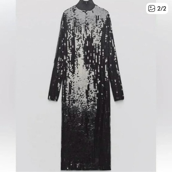 zara black sequin maxi dress ZARA WOMEN LIMITED EDITION SEQUINNED DRESS BLACK 8691/997